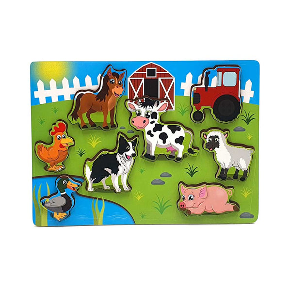 New Classic Toys: Farm Animals Wooden Jigsaw Puzzle - Funstra