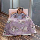 Unicorn Emoji Purple Fleece Blanket