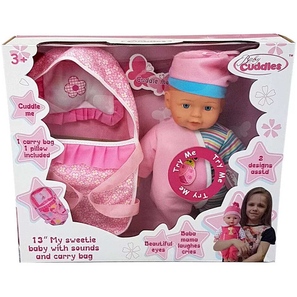 Soft Bodied Baby Doll With Sounds Carry Bag And A Pillow