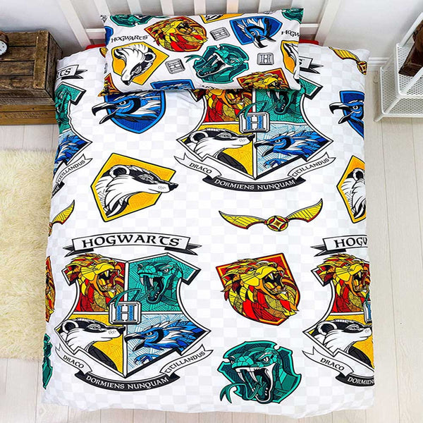 Harry Potter Single Duvet Cover Grid Design Reversible 2-Sided Bedding ...