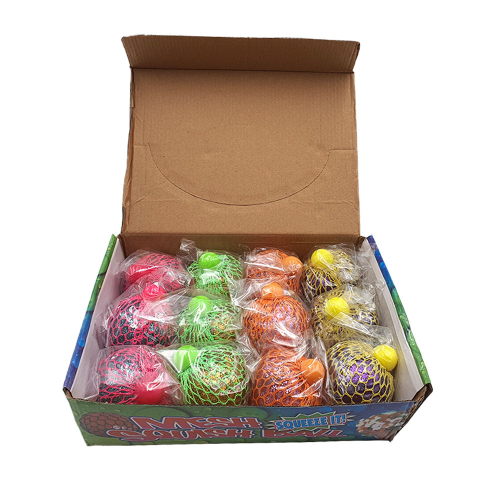 Light Up Mesh Squeeze Balls With Glitter Assorted Colours