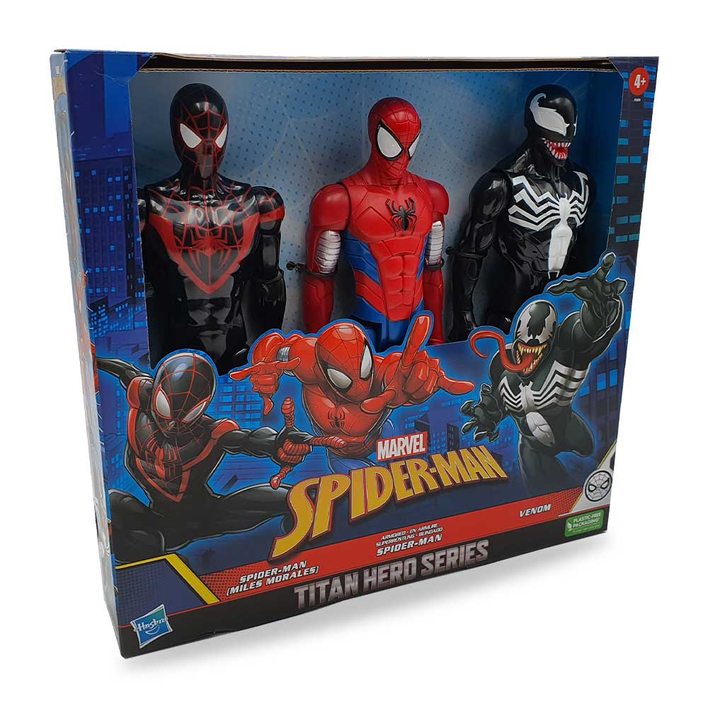 Marvel Spider Man (Spider Man Miles Morales - Spider Man - Venom) Titan Hero Series